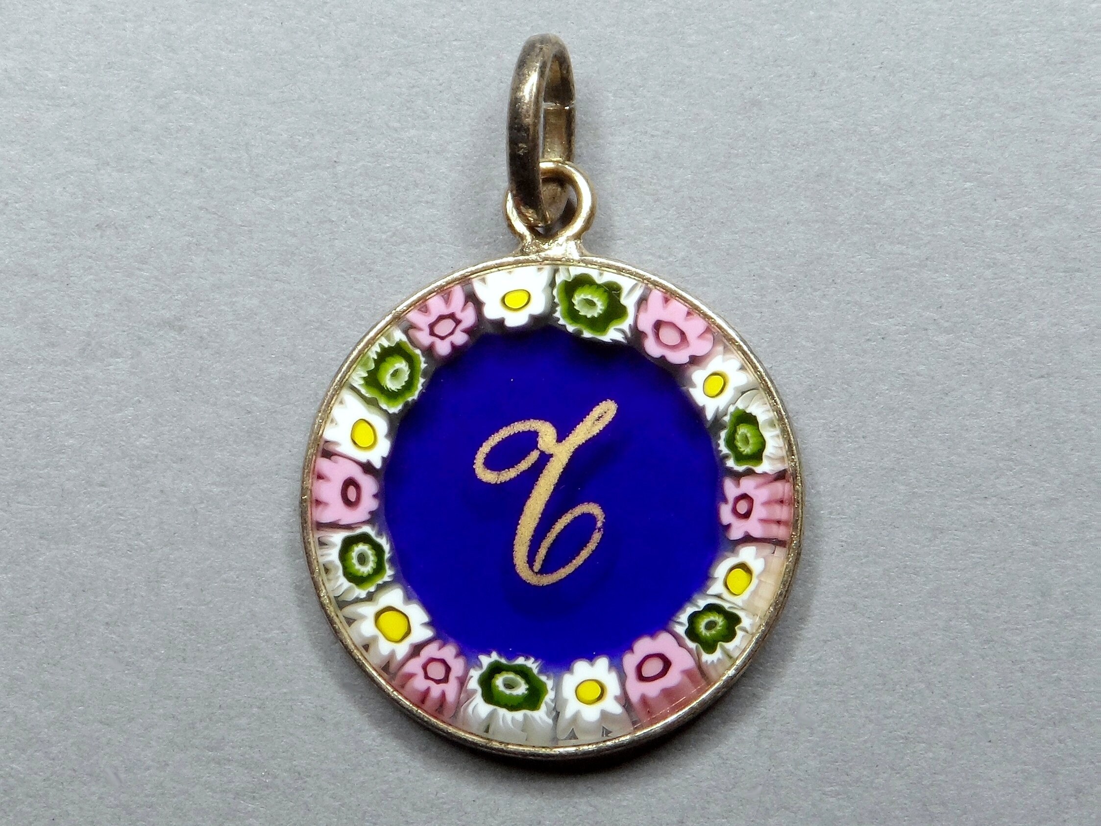 T. Letter by Murrina. Vintage Glass Pendant. - Etsy