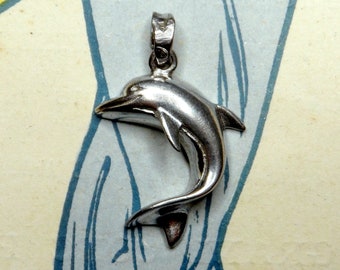 イルカ ネックレス ペンダント シルバー925 22mm x 15mm ヴィンテージ