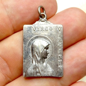 Virgo Virginum, Saint Virgin Mary. Antique Religious Pendant. French Large Medal.