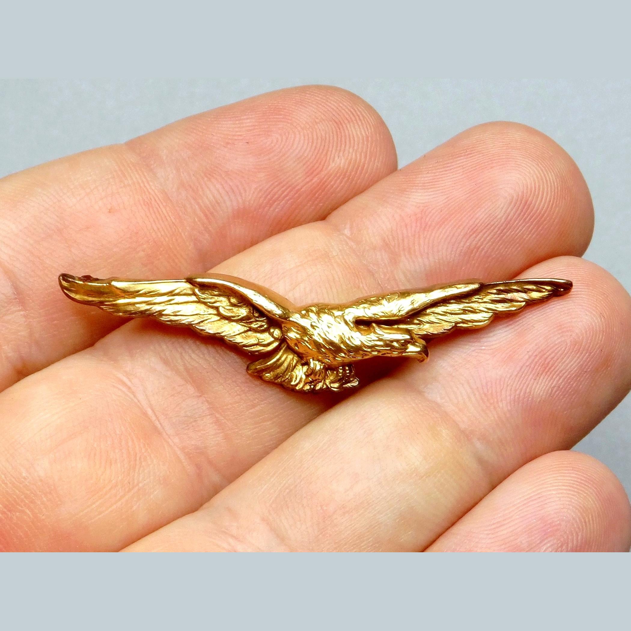 French Pilot Wings Eagle WWI Badge. Antique Gold Plating FIX