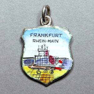 Frankfurt, Rhrin Main, Germany, Coat of arms, Antique Enamel Medal. Silver Pendant. Travel Souvenir.