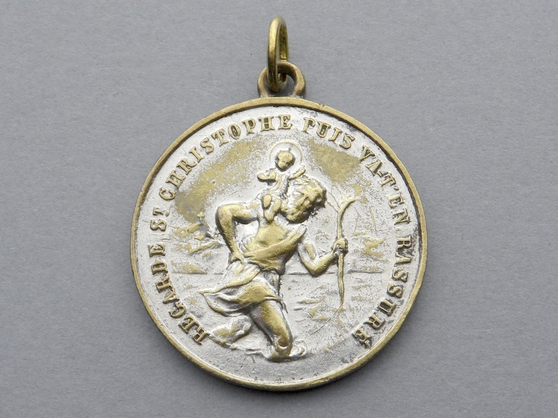 St Christopher Antique Religious Pendant.