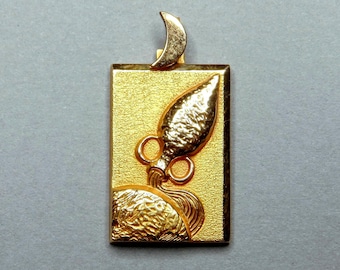 Pendentif Ancien En Or 18 Carats - Émail Et Monogramme 'SF', 3.7g, Bijou Français Vintage