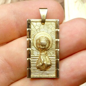 Holy Virgin Mary. French, Vintage Religious Pendant. Large Medal.