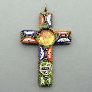 Antique Religious Mosaic Cross. Roma.