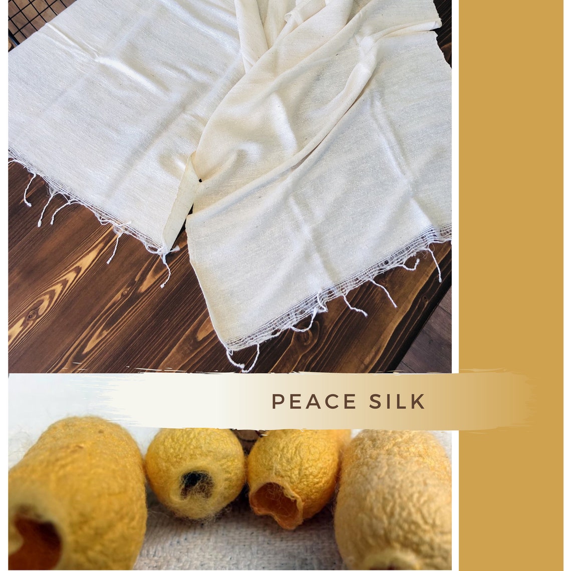 Peace Silk Shawl Cruelty free Silk and Handmade and Undyed Etsy