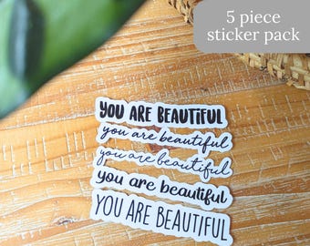 Paquete de pegatinas brillantes con afirmaciones positivas para el cuerpo (5 unidades)