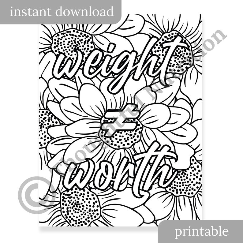 Conjunto de 5 páginas para colorear de Body Positive: descarga digital instantánea: motivadoras y divertidas imagen 4