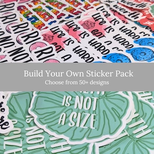 Créez votre propre pack d&#39;autocollants - Stickers anti-régime, positifs pour le corps, HAES, alimentation intuitive, jeux de mots - Veuillez consulter la description de l&#39;article pour plus de détails