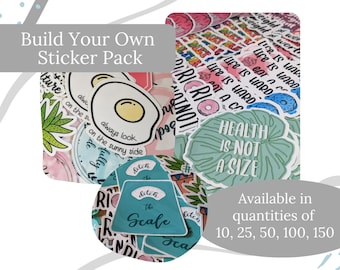 Build Your Own Sticker Pack - Anti Diet, Body Positive, HAES, Intuitive Eating, Food Pun | Please See Item Description for Details