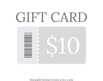 Tarjeta de regalo de 10 dólares - Nutrición Reflexiva (Descarga digital)