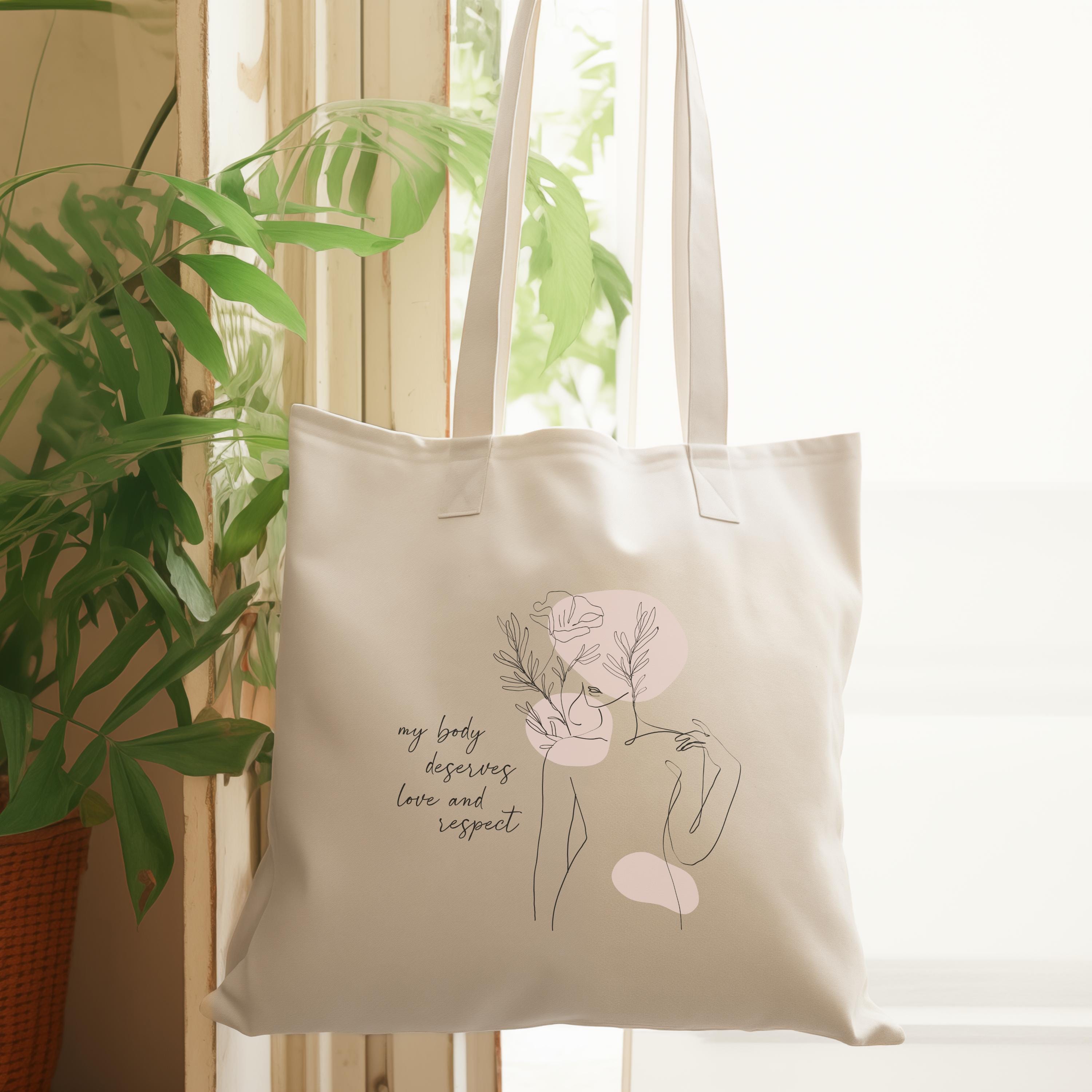 【GOOD GRIEF!】CANVAS SHOPPERS BAG My Body Deserves Love & Respect Tote Bag - Empowering Body
