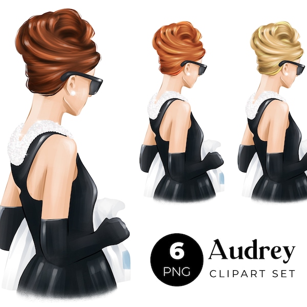 Audrey Hepburn Png for Planner Dashboard and Fashion Prints, Breakfast at Tiffany's Party Gift Customizable Clipart, Glam Clipart