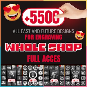 Whole Shop Mega Bundle | +5500 Laser Engraving PNG Files Digital Download for Slate Coasters | Glowforge and LightBurn | Commercial Use Too