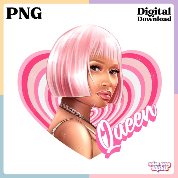 Nicki Minaj Queen of Rap Png for Tshirt, UvDtf, Pink Friday 2 Gag City fans gifts for 2024 Tour for Digital Download, Commercial Use