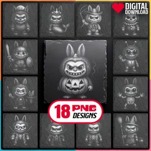 Monster Doll Halloween Laser Files PNG Bundle for Engraving Digital Download for Labu Slate Coaster, Glowforge, LightBurn, Commercial Use