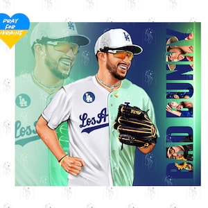 Team Los/Angeles Dodgers Bad Bunny #22 Baseball Jersey For Fan Gift All  Print 3D