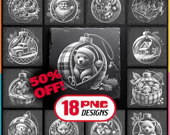 Pacote de arquivos PNG de laser de Natal para download digital de gravação para Glowforge e criação de porta-copos de ardósia de Papai Noel, uso comercial