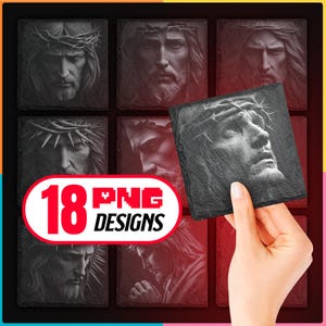 Jesus 3D Illusion Schieferachterbahn Designs - Christliche Religion Lasergravur PNG Bundle für Glowforge & LightBurn, auch kommerzielle Nutzung