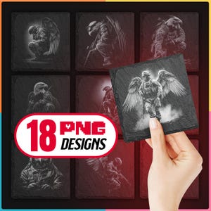 Slate Coaster Engrave Files Png Bundle with Military USA Bald Eagle Digital Download, Glowforge, LightBurn, XTool, Commercial