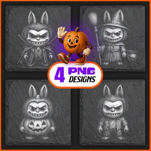 Monster Doll Halloween Laser Files PNG Bundle for Engraving Digital Download for Labu Slate Coaster, Glowforge, LightBurn, Commercial Use