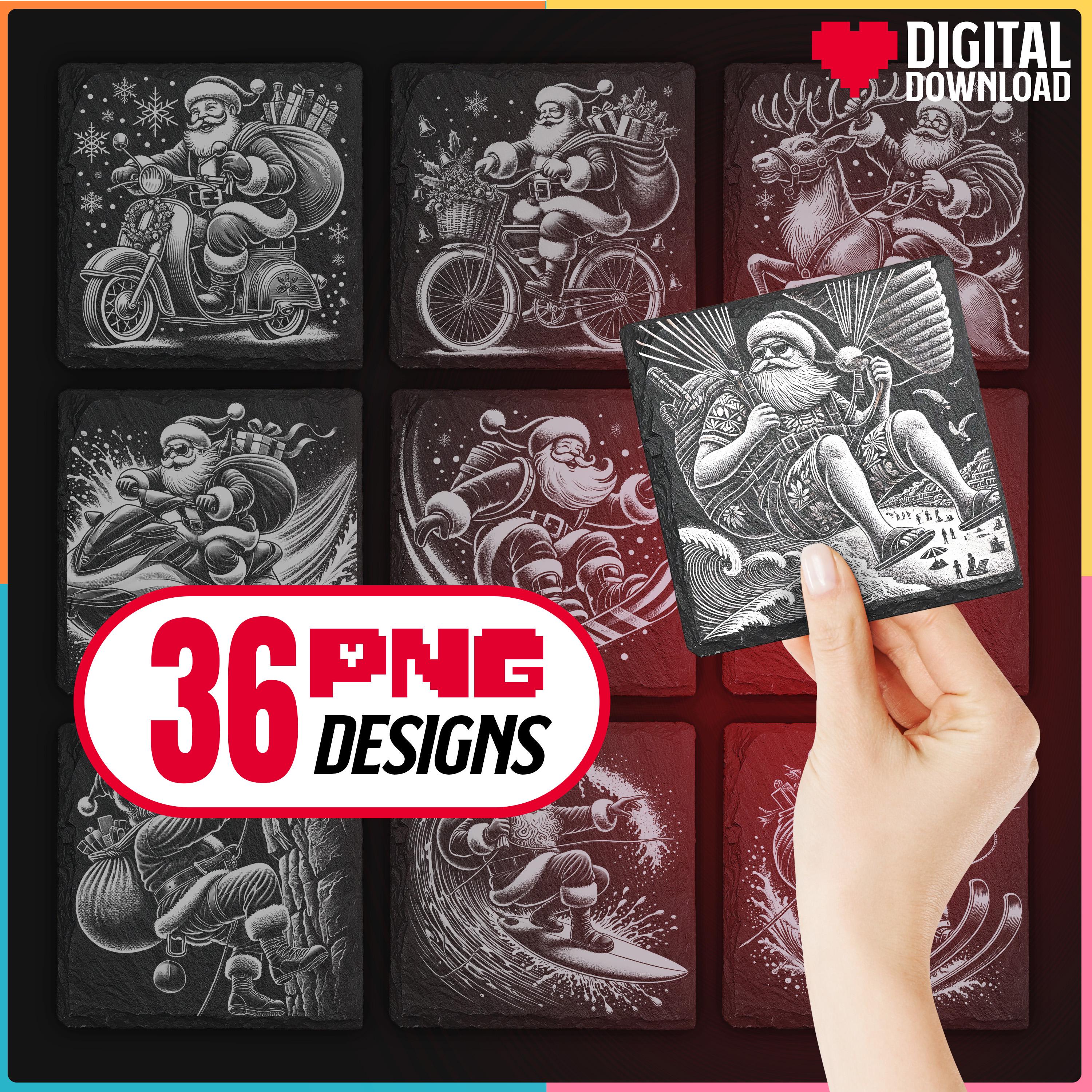 Christmas Engraving Png Bundle Digital Download for Glowforge Laser ...