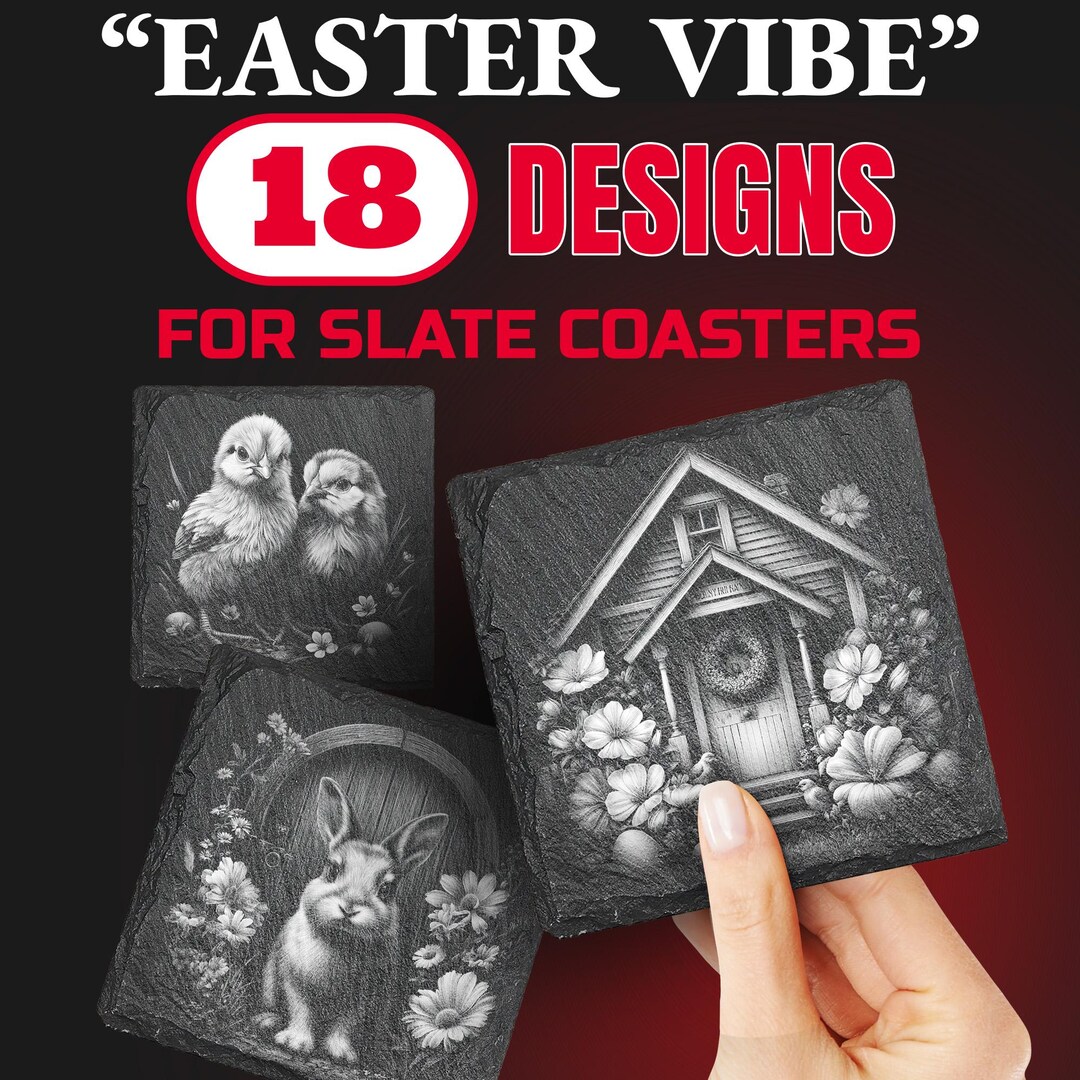 Happy Easter Laser Engraving Files - Grandmillenial Slate Coaster ...