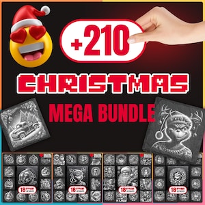 Christmas Mega Bundle Laser Files PNG for Engraving Digital Download for Slate Coaster, For Glowforge, LightBurn, Commercial Use Too