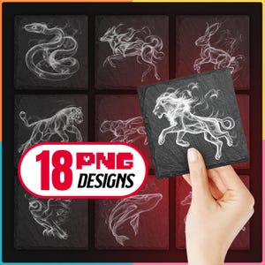Animals Laser Png Files Bundle for Engraving Digital Download for Slate Coaster, Glowforge, LightBurn, XTool, Commercial Use Too