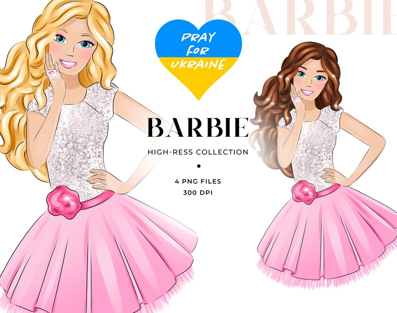 Barbie Clipart for Barbie Birthday Party Fashion Girl Clipart | Etsy Canada