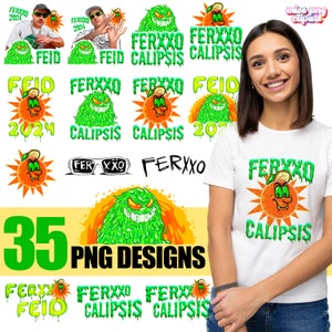 35 Png Feid Bundle for Ferxxo Calipsis Tour 2024 Merch as Tshirt, Hoodie, Stickers, Digital Download  for Personal and Commercial Use