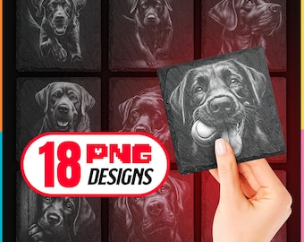 Labrador Breed Slate Coaster Designs — Laser Engraving PNG Bundle for Dog Lovers |  Glowforge & LightBurn, Commercial Use Too