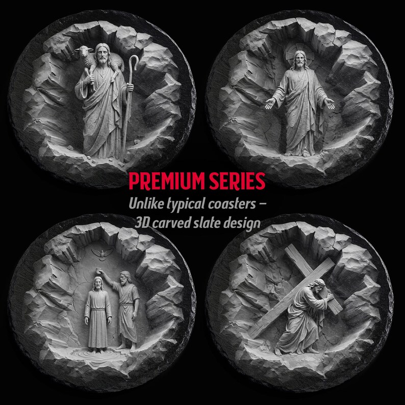Jesus Life 3D Illusion Slate Coaster Engraving PNG Bundle | Christian ...