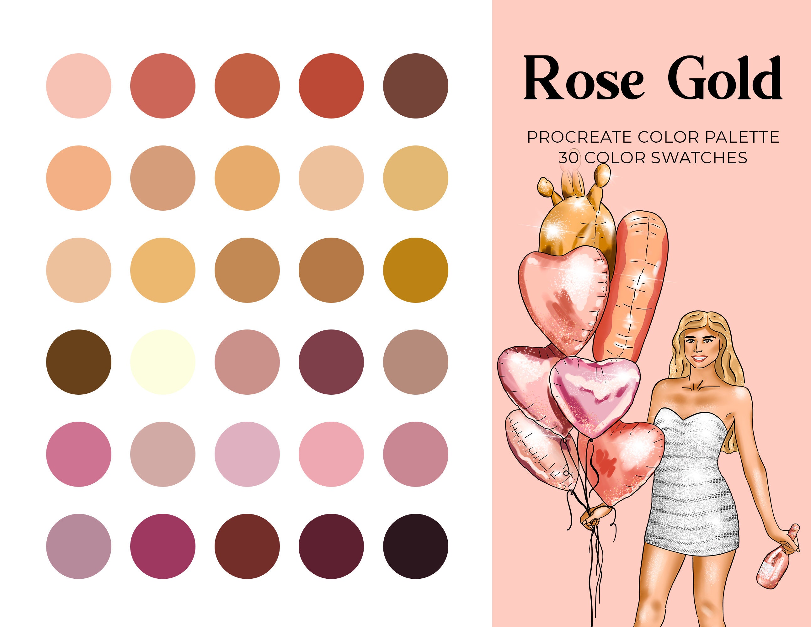 Rose Gold Procreate Color Palette Rose Gold Procreate Etsy UK