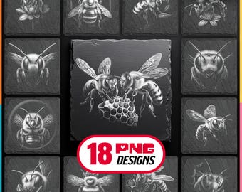 Honey Bee Laser File Png Bundle for Engraving Digital Download for Glowforge, Lightburn, XTool for Slate Coaster, Commercial Use Too
