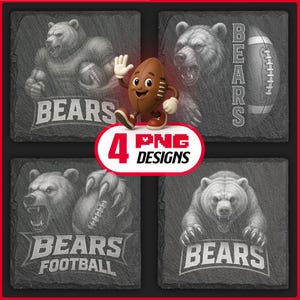 Pacote de arquivos PNG de mascote do futebol americano de Chicago com gravação a laser, download digital, porta-copos de ardósia para dia de jogo, Glowforge, LightBurn, XTool, comercial