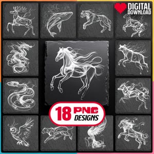 Animals Laser Png Files Bundle for Engraving Digital Download for Slate Coaster, Glowforge, LightBurn, XTool, Commercial Use Too