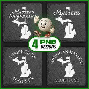 Masters Golf Golf Dateien PNG Bundle Digitaler Download für die Gravur von Schieferachterbahn, inspiriert Augusta National, Glowforge, XTool