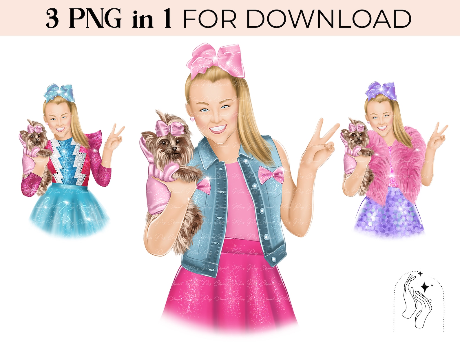 Jojo Siwa Png and her Dog Print on deman with Commercial Etsy