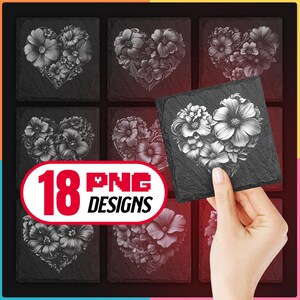 Hearts Laser Files PNG Bundle for Engraving Digital Download for Glowforge Laser Burn and create Valentine Slate Coaster, Commercial Use