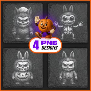 Monster Doll Halloween Laser Files PNG Bundle for Engraving Digital Download for Labu Slate Coaster, Glowforge, LightBurn, Commercial Use