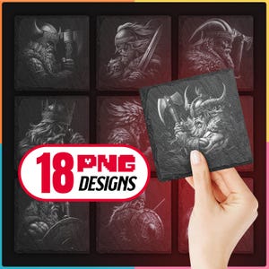 Viking Laser Png Dateien Bundle zum Gravieren Digitaler Download für Schieferuntersetzer der nordischen Mythologie, Glowforge, LightBurn, XTool, kommerzielle Nutzung