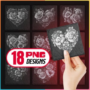 Hearts Laser Files PNG Bundle for Engraving Digital Download for Glowforge Laser Burn and create Valentine Slate Coaster, Commercial Use