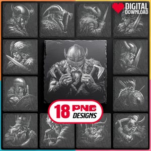 Viking Laser Png Files Bundle for Engraving Digital Download for Norse Mythology Slate Coaster, Glowforge, LightBurn, XTool, Commercial Use