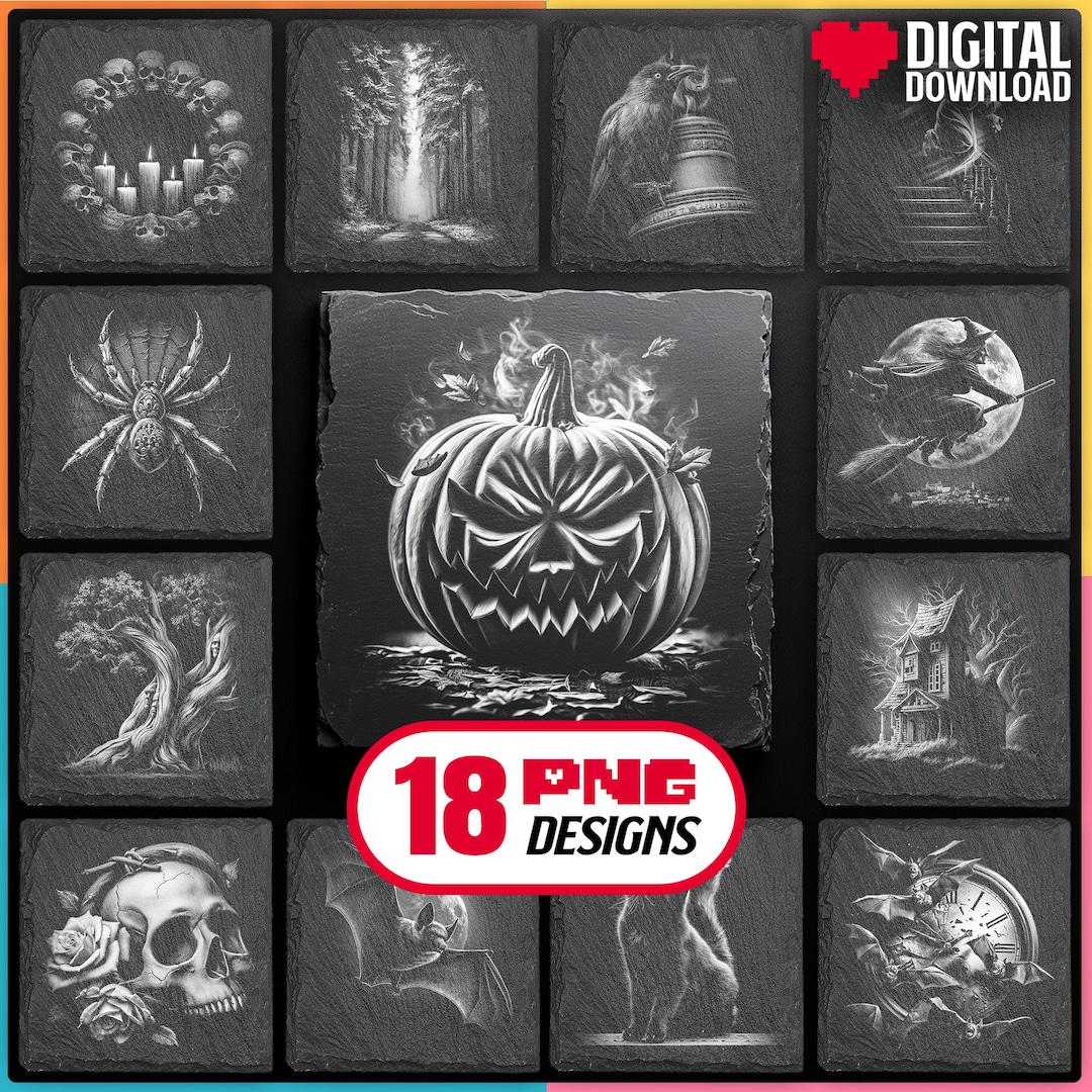 Scary Halloween Laser Engraving Files PNG Digital Download - Spooky ...