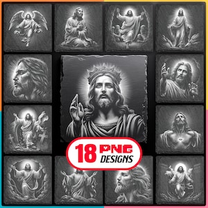 Jesus Laser Gravur PNG Bundle - Christliche Religion Schieferuntersetzer Designs für Glowforge & LightBurn, auch für kommerzielle Nutzung