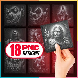 Jesus Slate Coaster Designs — Christliche Religion Lasergravur PNG Bundle für Glowforge & LightBurn, auch kommerziell nutzbar