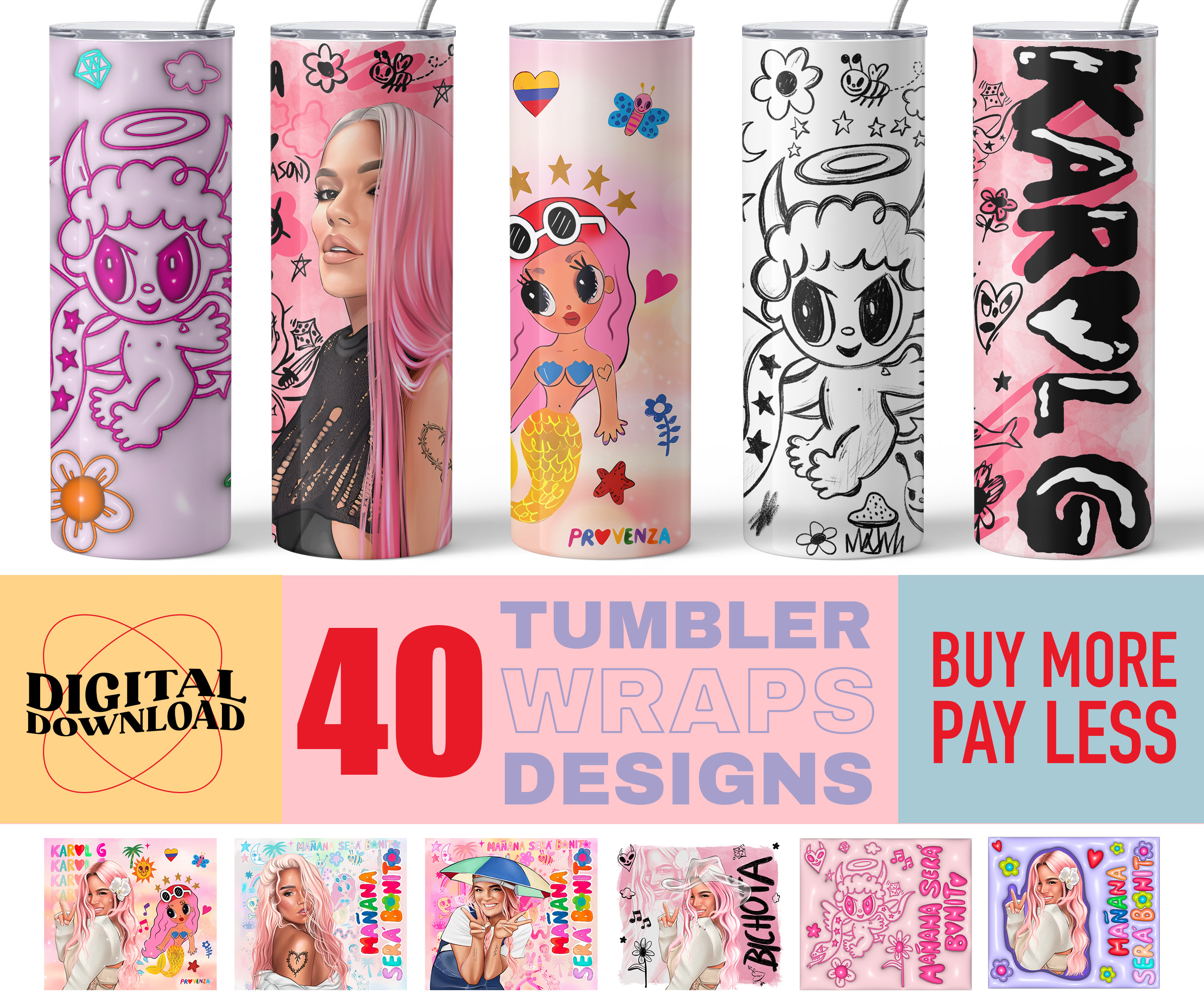 Y2K Aesthetic Color Tumbler Wrap Graphic by Pet Cave · Creative Fabrica