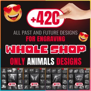 Whole Shop Mega Bundle with Animals for Engraving Digital Download for create Slate Coaster, For Glowforge, LightBurn