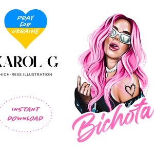 Karol G Pink hair Sublimation designs for Karol G Tumbler and Karol G Sticker, Ukraine Shops Instant Download, Karol G Png, Commercial Use